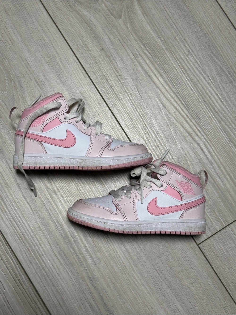Nike Kids Pink and White High-Top Sneakers